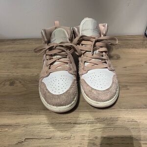 Nike Pink and White High-Top Air Jordan